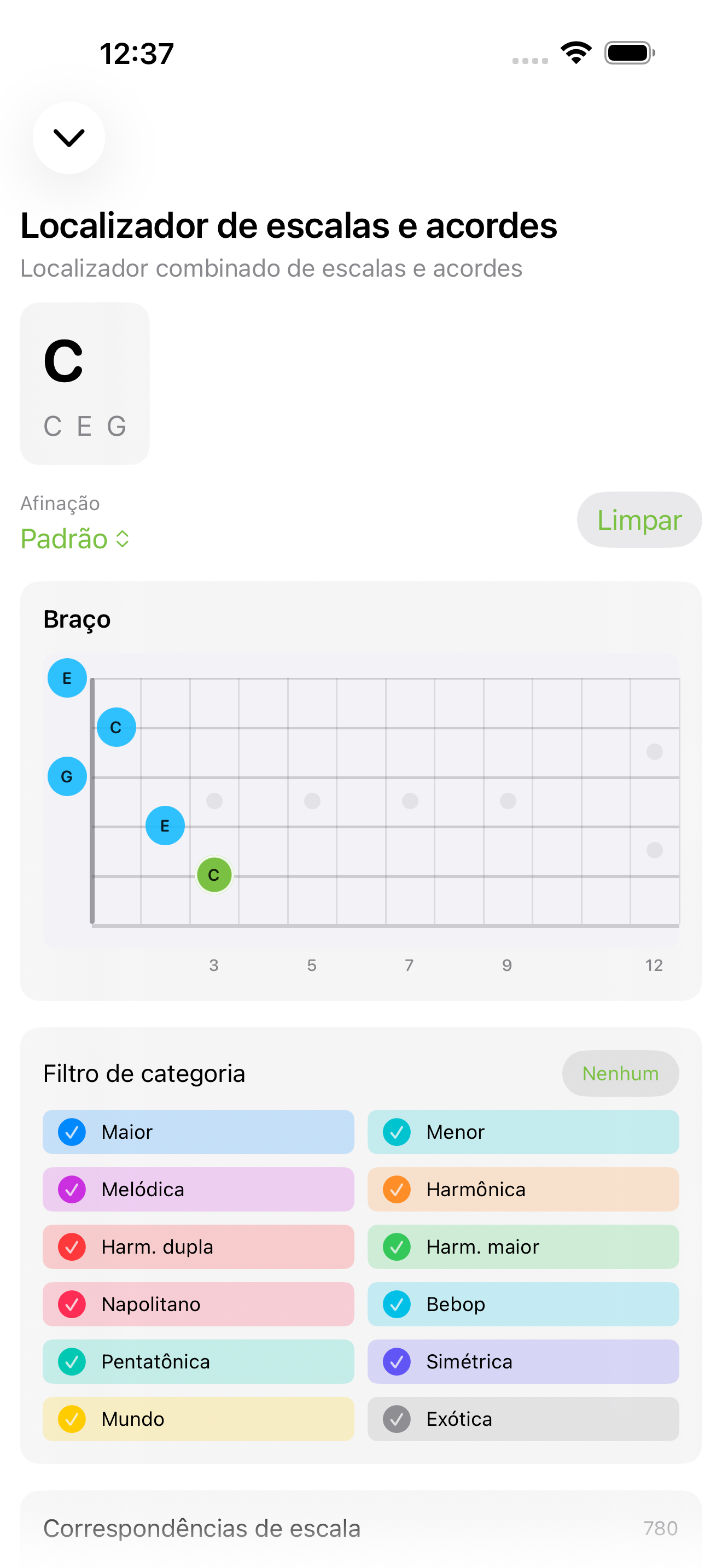 Predefinições de afinação no iPhone